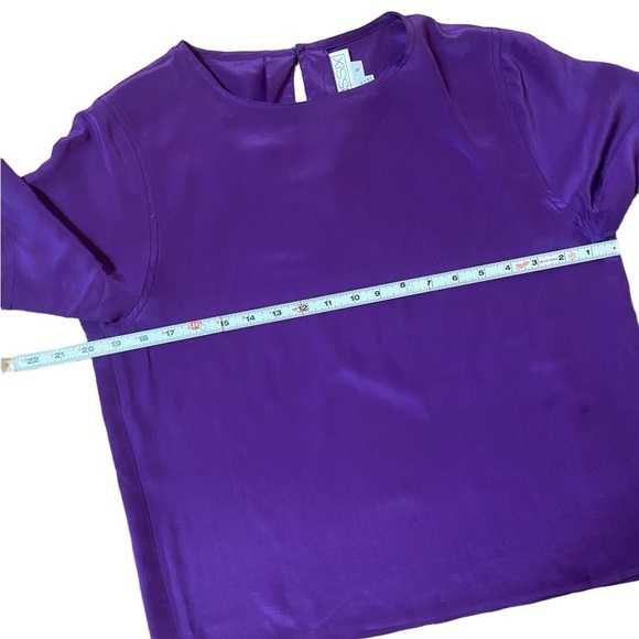 Vintage Classix Short Sleeve Purple Silk Blouse Small - Picture 9 of 13